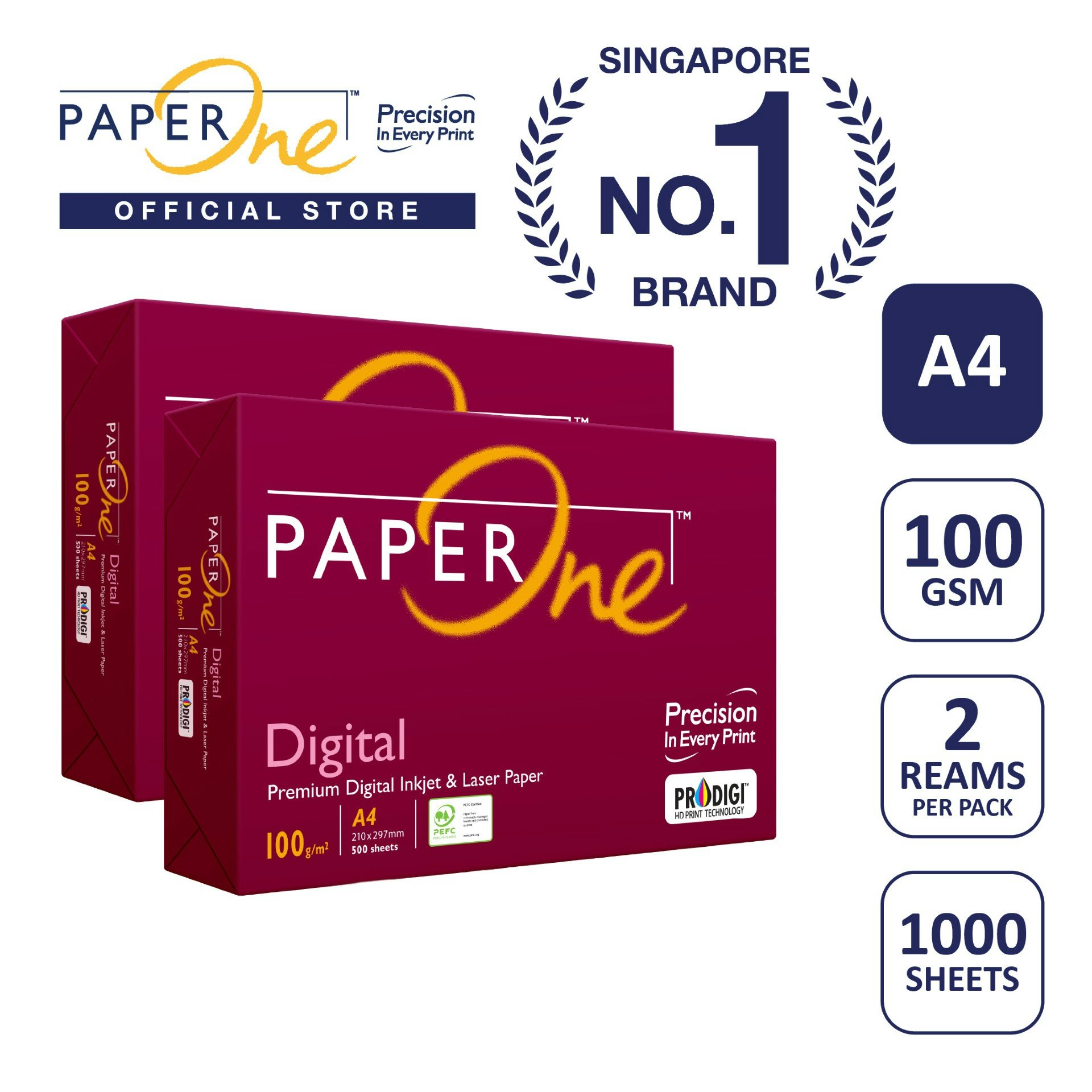 PaperOne™ Digital Premium Quality 100gsm Copy Paper A4 [2 Reams]