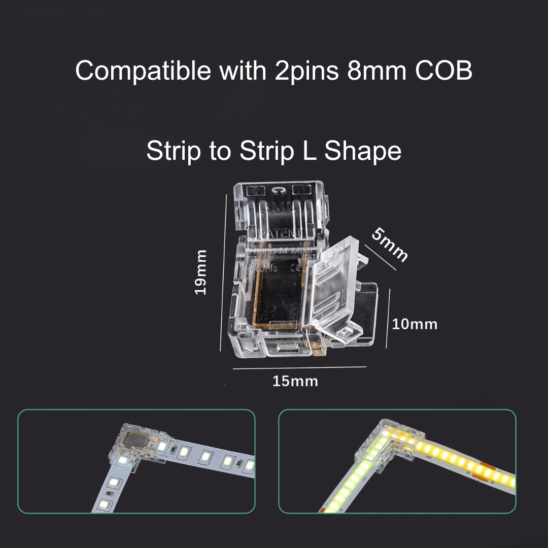 TLG LED strip connector wire solderless 8mm COB SMD