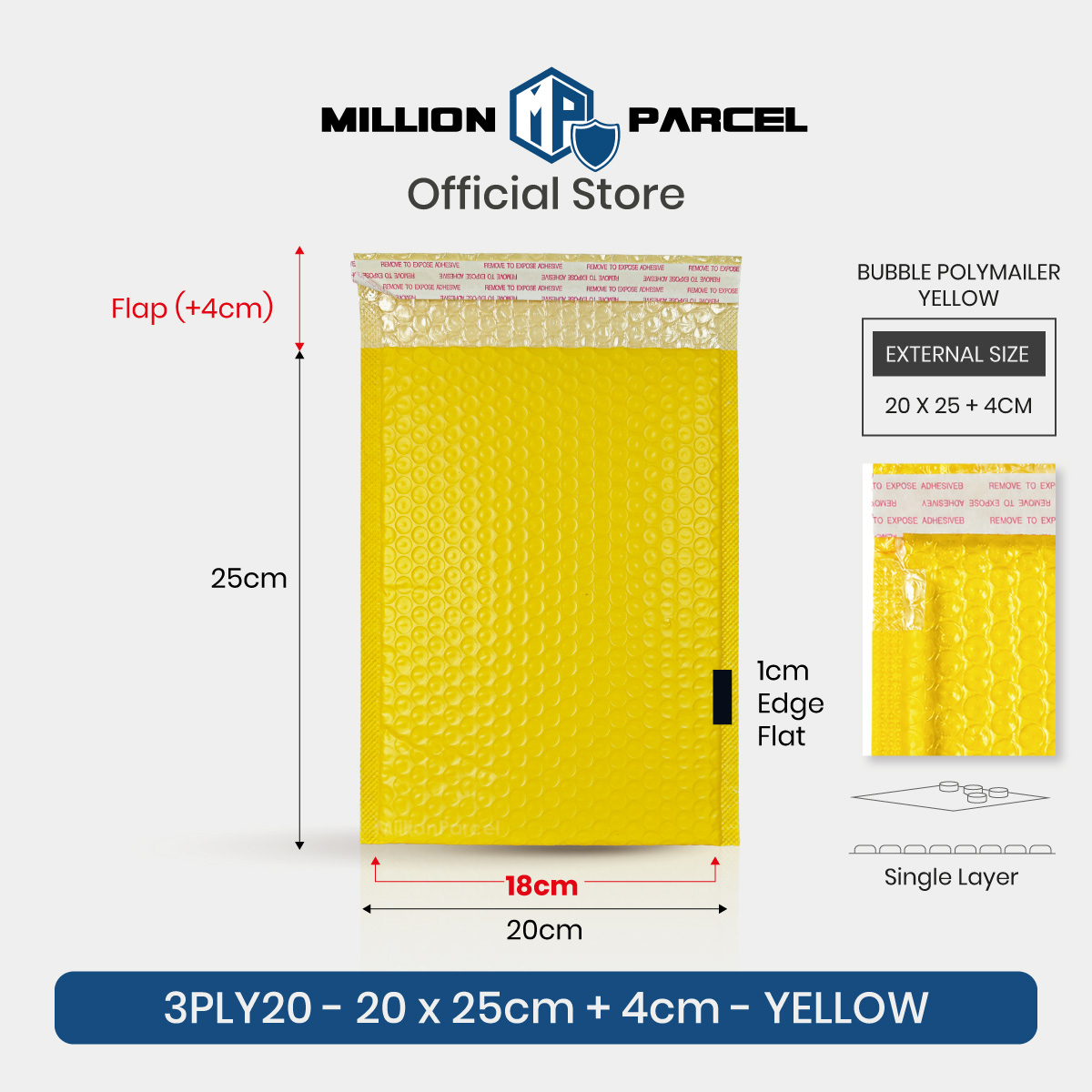 MillionParcel Bubble Polymailer Bag | Polymailer with Bubble Wrap | Bubble Mailer | Bubble Envelope | Bubble Bag