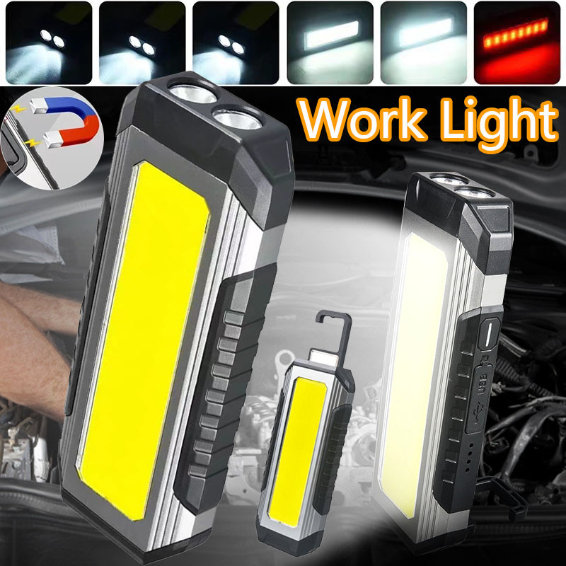 COB Work Light LED Flashlight USB Rechargeable Touch Light Power Bank Portable Camping Lamp Lantern with Magnet Outdoor Waterproof