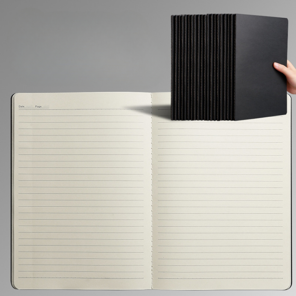 Thread Stitch Black Brown Kraft Notebook A4/A5/B5 Blank Checkered & Horizontal Line Thick Drawing Stationery Planner Pad