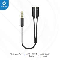 eDSLRs 3.5mm Male to 2 Port 3.5mm Female Audio Stereo Y Splitter Cable Adapter for Earphone Headphone Headset and Microphone