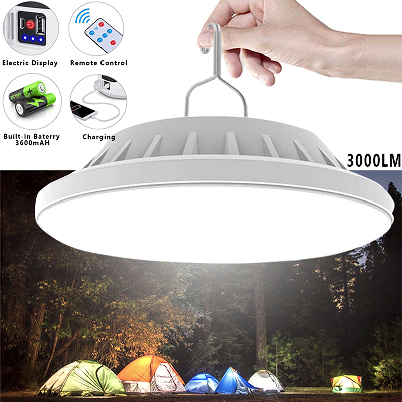 120LED Solar Light Bulb USB Rechargeable Outdoor Camping LED Night Market Light Emergency Lamp Waterproof Lantern Outdoor Camping Lamp with Remote Control