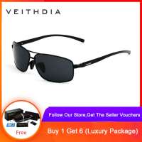 VEITHDIA Brand New Polarized Mens Sunglasses Aluminum Frame Sun Glasses Driving Eyewear Accessories For Men oculos de sol masculino 2458(Black)