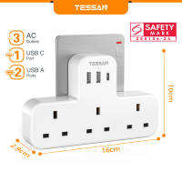 TESSAN Multi plug Adapter with USB Safety Mark Wall Charger Plug Extension Multi USB Charger Plug Adaptor Wall Socket