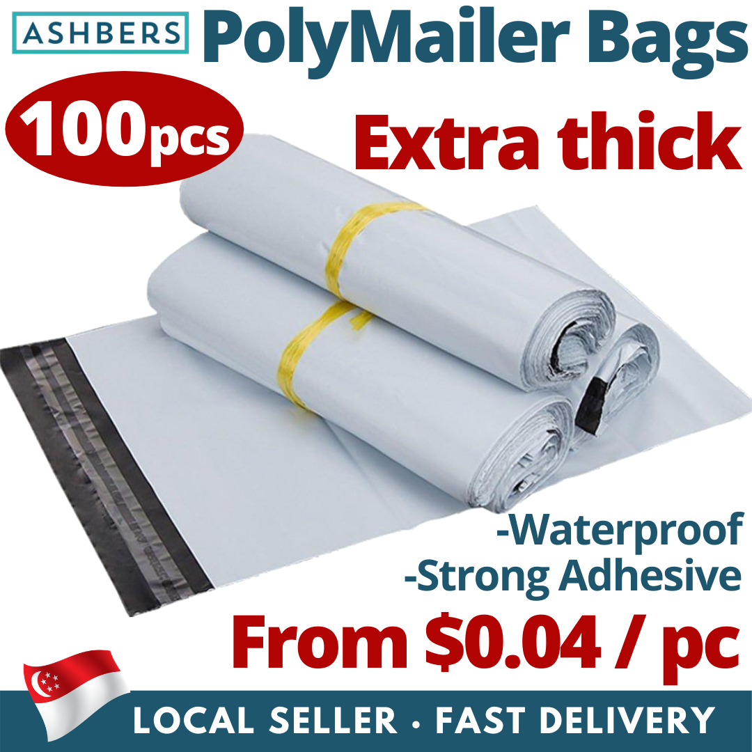 100 Pcs/Pack White Polymailer Bag Premium Extra thick Poly Mailer Courier Bag High Quality Polymer. Waterproof Tear-Proof Plastic Shipping Mailing Bag Packaging Self Adhesive Envelope