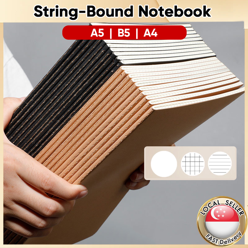 SG Notebook/Exercise Book - A5/B5/A4 Lined/Grid/Blank 80-GSM String-Bound Journal Excercise Books