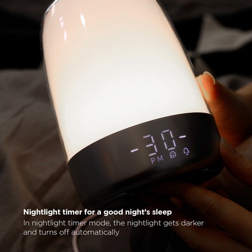 Sunrise Wake-up Alarm Night Light Alarm Snooze 5-color Night Light Automatic Color Change Night Light Timer 7 Alarm Sounds Gradient Breathing Light