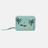 Sara Miller Mint Ostrich & Palms Small Zip Purse (SMP1007-016)
