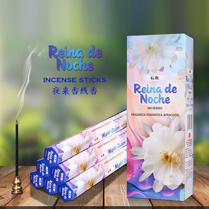 Local Seller - 1 Box of Night Queen (Night Lavender) Indian Incense Sticks (6 packets = 120 sticks)