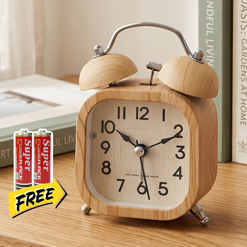 【SG】HXR Classic Retro Compact and simple design Wooden alarm clock the headboard of the bedroom Kids Office Home Exclusively for students alarm clock