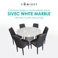 [HOMIEST] DEUS 120cm Round Marble Dining Set / PU leather Dining Chairs