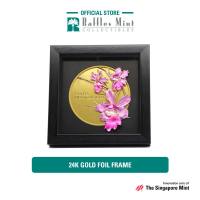 Vanda Miss Joaquim Orchid Color 24K Gold Foil Frame Medium Decorative Frame [The Singapore Mint]