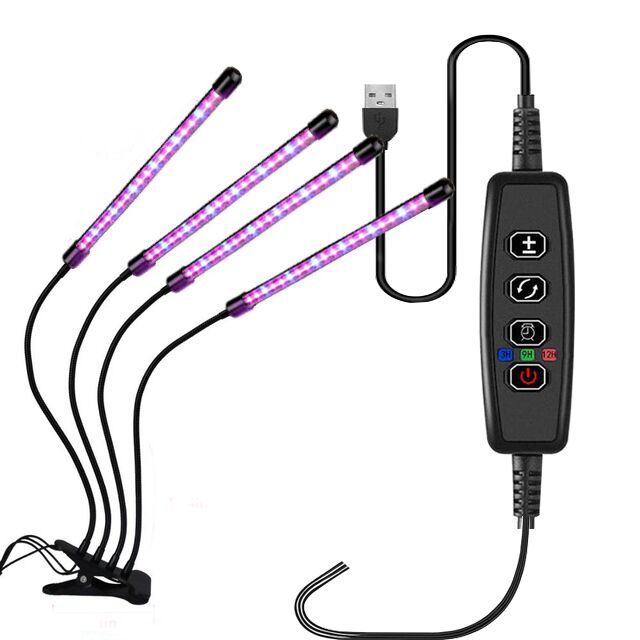 LED USB Plant Grow LightFull Spectrum Indoor Plant Hydroponic Veg Flower Lamp3 Mode Timer 360°Rotation Timer Grow Lamp Bulb Flexible with Clip