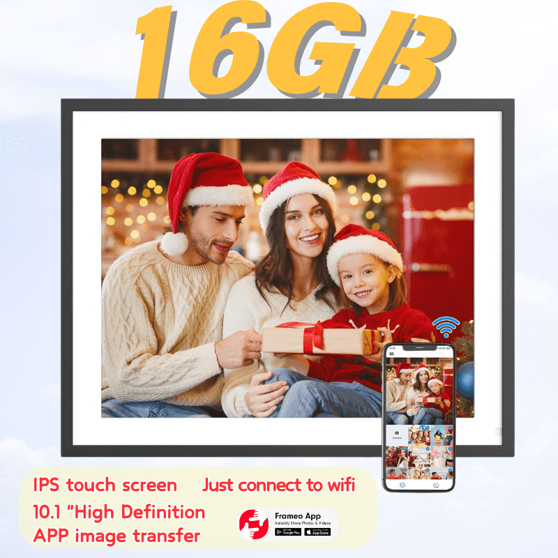 【Local Stock】10.1Inch Frameo Digital Photo Frame WIFI Digital Picture Frame Smart Electronic Image Album Bulit-in 16GB for Gift Giving