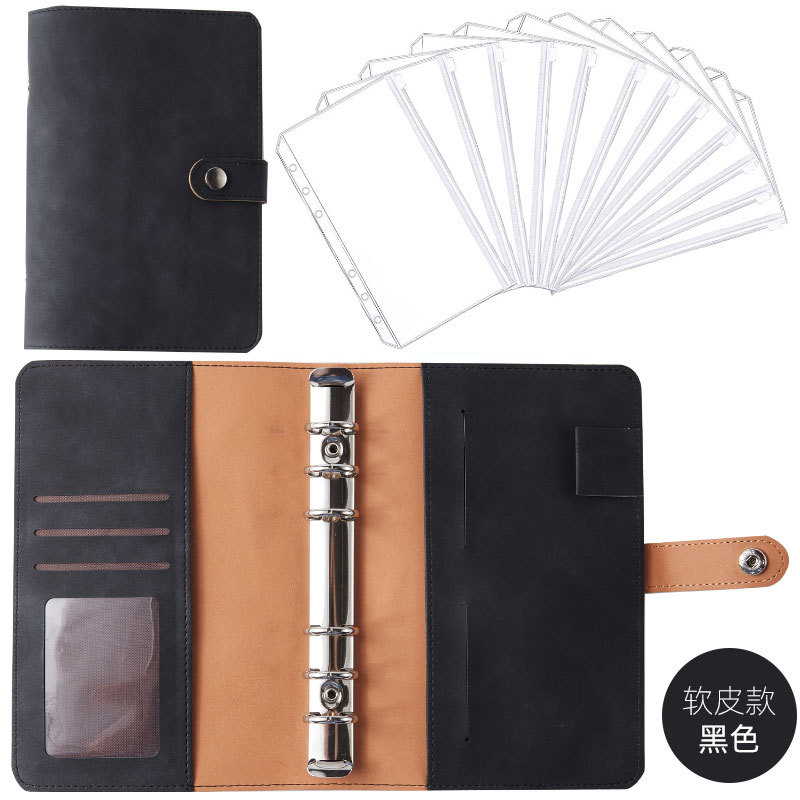 [SG In Stock]A6 Currency Organizer Cash Envelope Savings Money 6 Holes Currency Binder Zipper Loose-leaf Notebook Binder