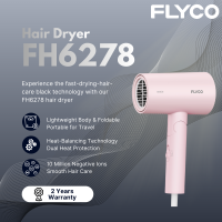 FLYCO Hair Dryer FH6278 - Lightweight Body & Foldable Portable for Travel Heat-Balancing Technology Dual Heat Protection 10 Million Negative Ions Smooth Hair Care