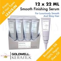 Goldwell Kerasilk Smoothing Finishing Serum 12 x 22ml - In-Salon Exclusive Tame Frizzy Unruly Damaged Dry Hair Color Safe Protection Smooth Moisture Hydrate Dryness Split Ends Heat Protection Premium Hair Care Control Cream