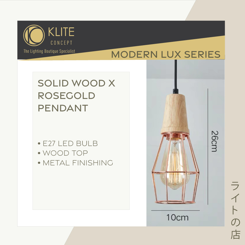 Scandinavian Rosegold & Black Pendant Lamp / Bedside / Dining