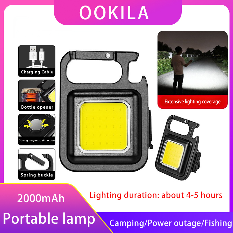 ookila Multifunctional Portable USB Keychain Light Highlight COB Spotlight Work lamp Repair Light Emergency Outdoor Camping Light Night Light