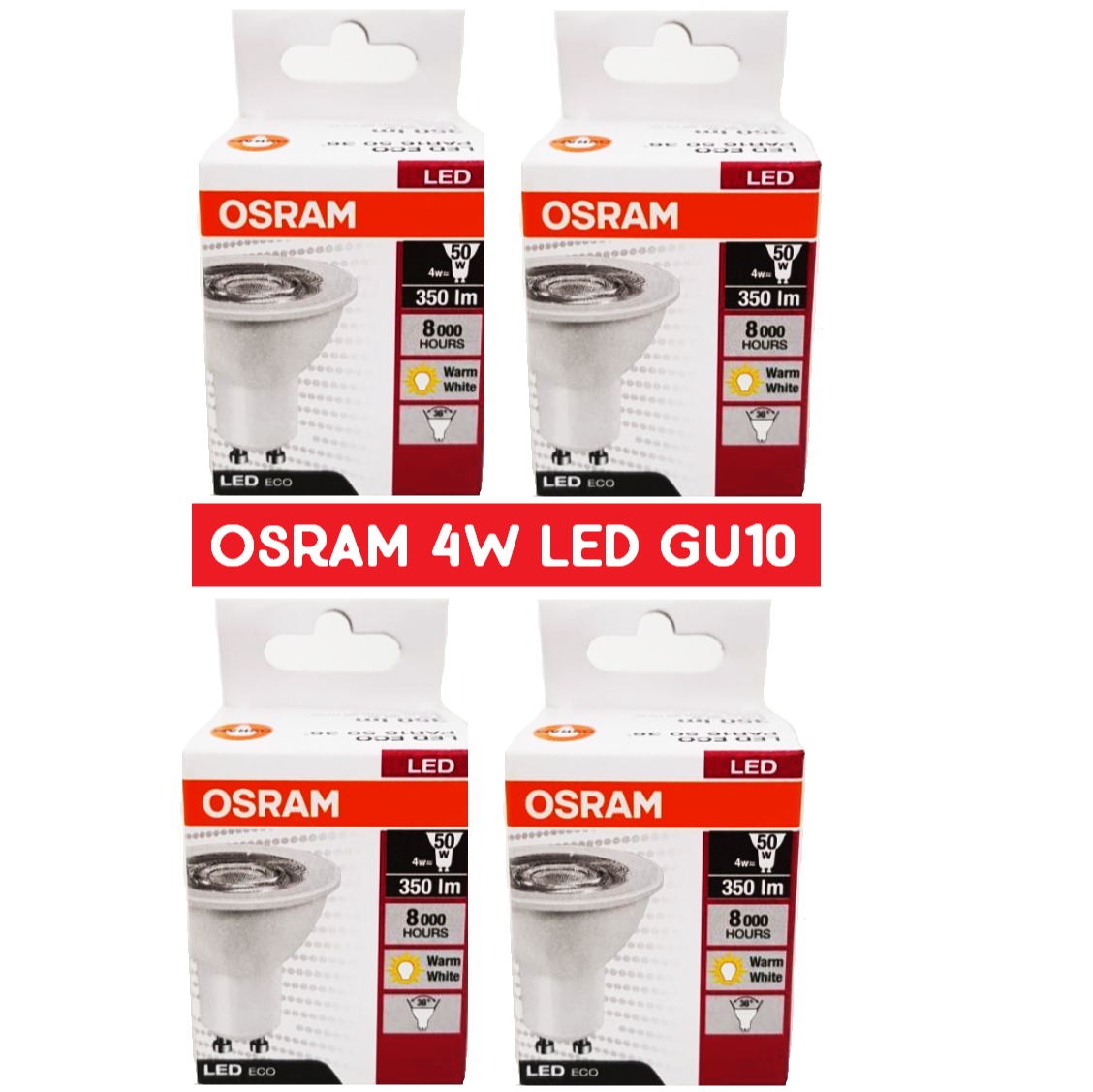 [Bundle of 4] OSRAM LED GU10 4W 3000K 4000K 6500K