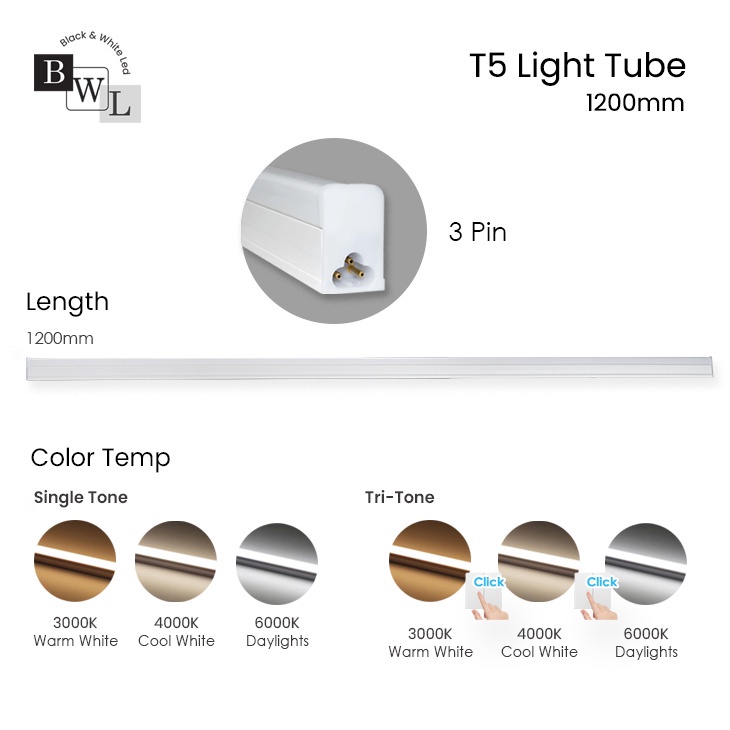 [Buy 2 Free 1] BWL LED LIGHT LED Tube T5 LED Tube TRI-TONE/3000K/4000K/6000K