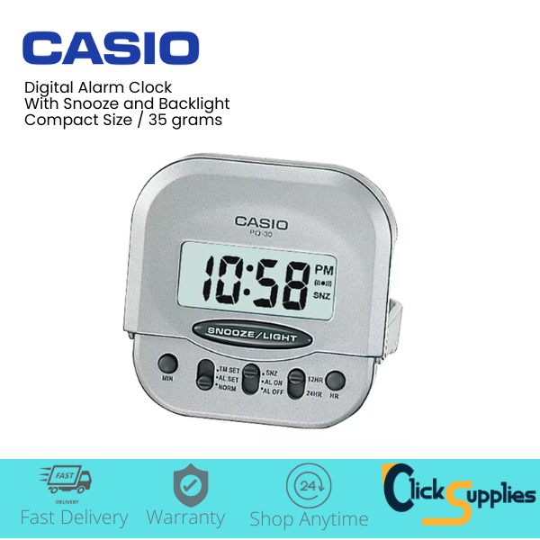 Casio Alarm Clock Digital Display with Backlight Loud Beep Alarm Small And Compact Size PQ-30B Compact Large Display