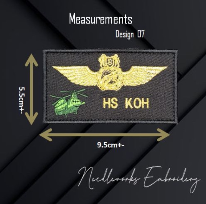 Customise SG Singapore Patches Airforce Chinook Apache Flight suit F15 F16 Seahawk GOLD thread Special Name personalise