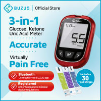 BUZUD 3-in-1 Blood Glucose Uric Acid & Ketone Monitoring System | Diabetes Testing Meter for Home Use