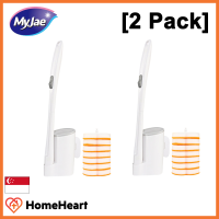 [2 Pack] MyJae Toilet Brush With Refillable Heads  Anti- Bacterial Disposable Brush-Heads [2 Pack]
