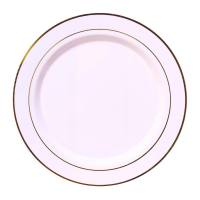 Partyforte 10pc 7 inch Premium Disposable Plastic Party Tableware Plate - Gold Trim [LOCAL SELLER! FAST DELIVERY]