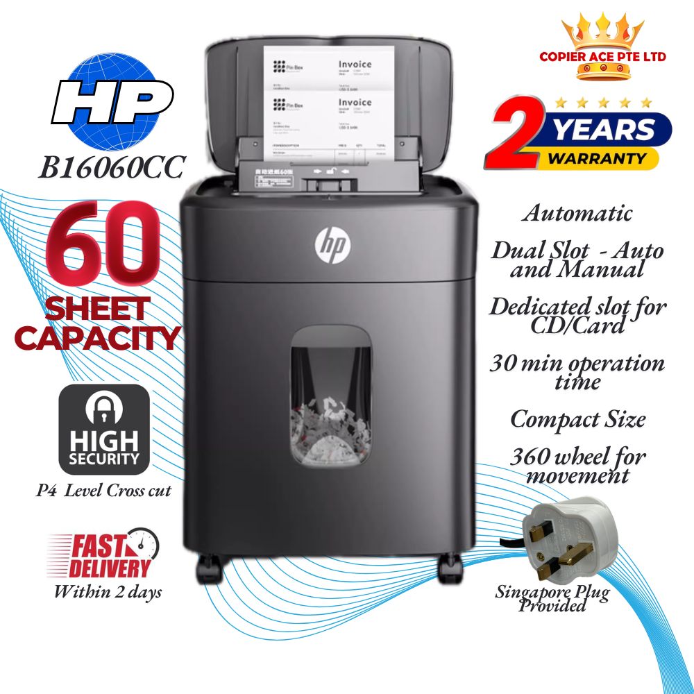HP High-Security Dual Slot 60/80 Sheet Cross-Cut Paper/CD/Card Shredder + 50ml Oil 2-Year Warranty