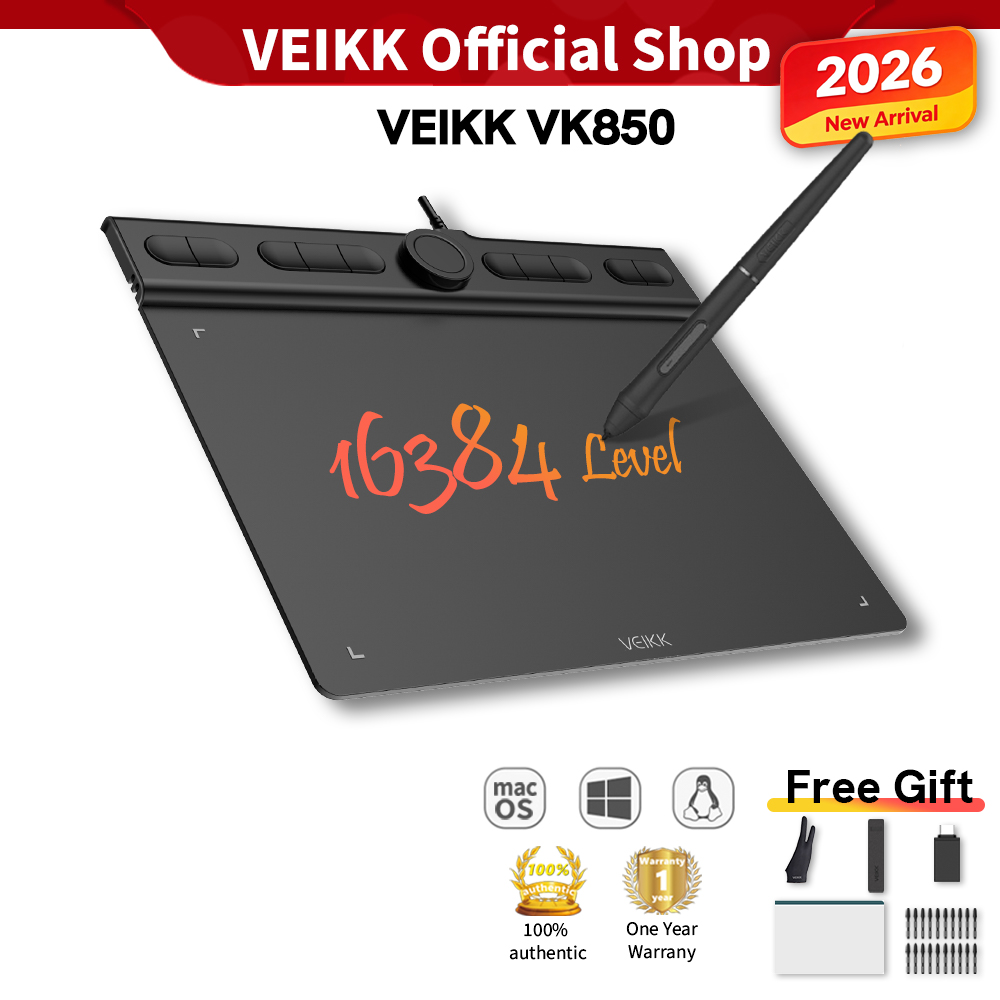 VEIKK VK850 8 x 5 inch Professional OSU Tablet Digital Drawing Writing Pad Graphic Pen Tablet with Battery-free Passive Pen(16384 Levels Pressure Sensitivity)