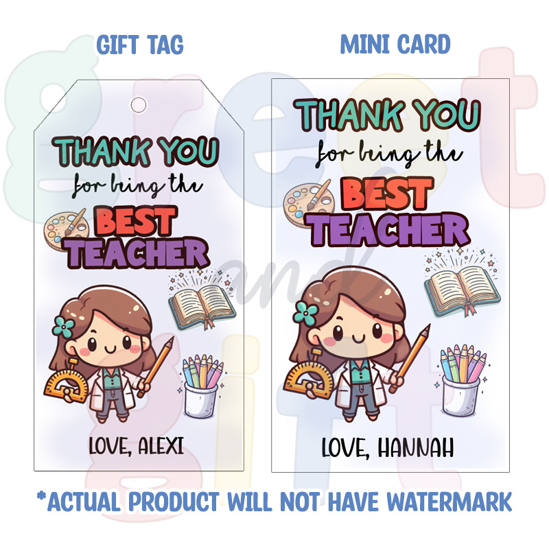 [Bundle of 5 pcs] Custom Teachers Day Gift Tag / Customised Hang Tag For Teachers Day Present / Customised Thank You Tags