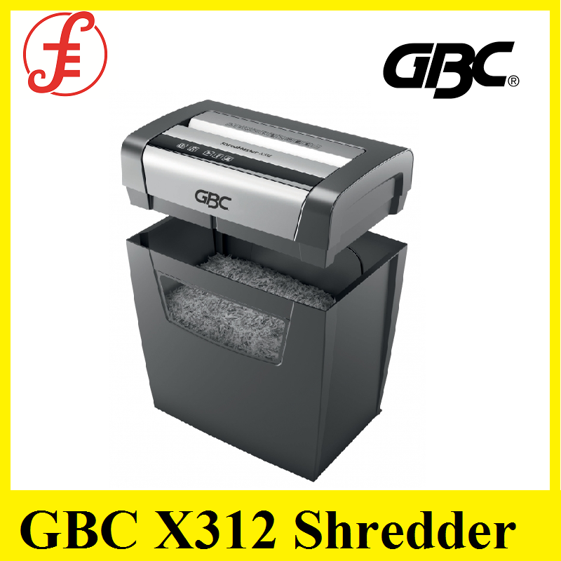 GBC X312 Shredder. Maximum 12-13 sheets of paper per pass. 23 litre bin holds up to 200 sheets. Easy lift off head for emptying. Safety Mark Approved. 1 Year Warranty