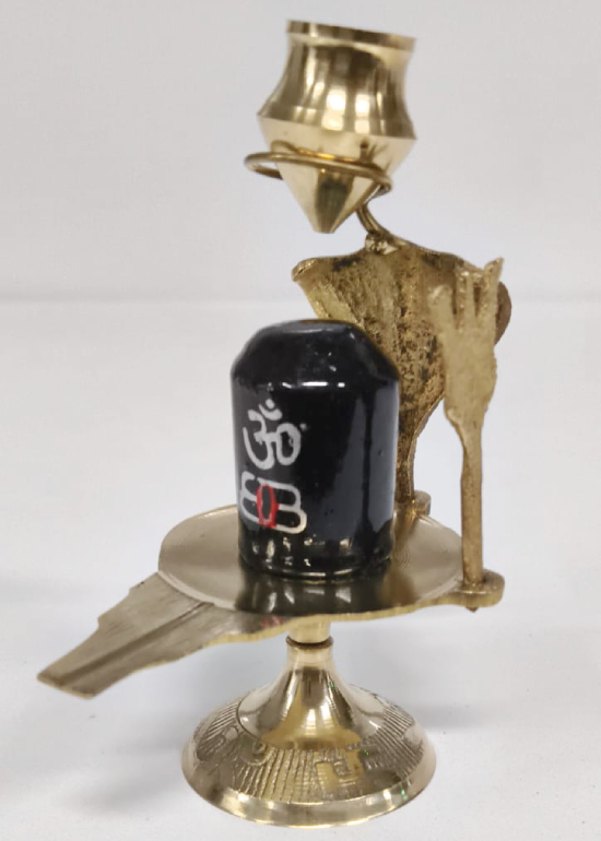 Traditional Brass Lord Shiva Lingam with Sheshnag Trishul & Matki – Shivling Statue for Hindu Pooja & Festive Décor (Pack of 1 | 2 Sizes Available)