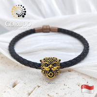 Gorudo Jewellery 999 Pure Gold Pixiu charm [Black Gold Design] XL ( Leather ) BPX