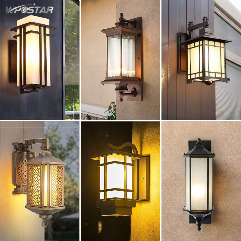 Outdoor Waterproof Courtyard Wall Lamp Vintage Retro Wall Lamp Chinese Style Gate Garden Villa Exterior Wall Balcony Door Front Lamp