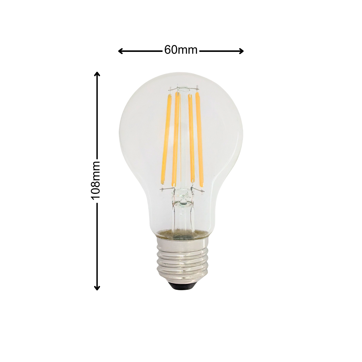 Dycorra LED Filament A60 Bulb (Dimmable) E27 8W Warm Retro Edison Clear Glass Bulb Lamp Vintage
