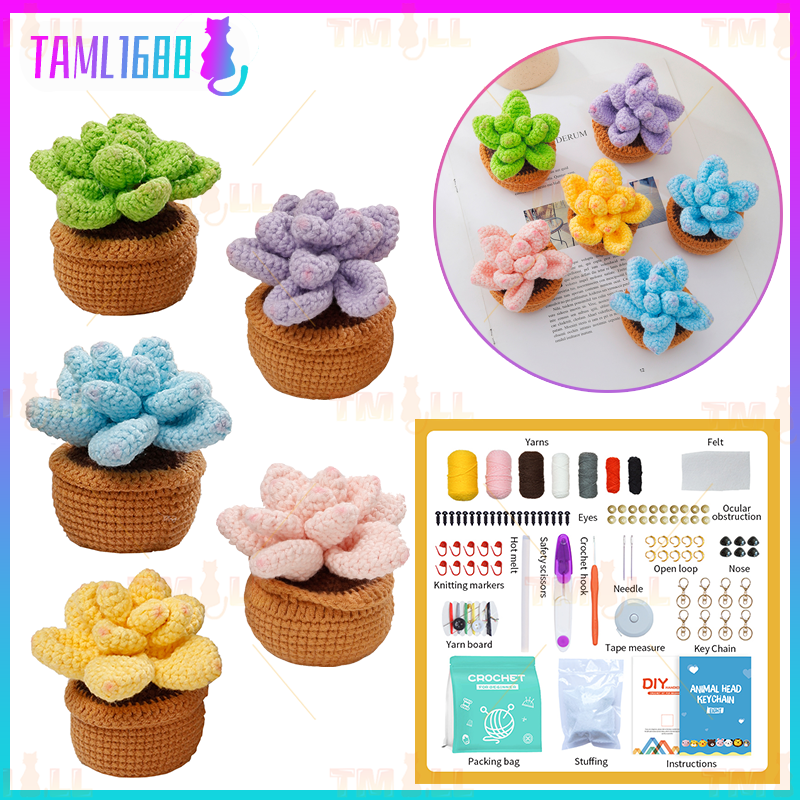[✅SG Ready Stock] 70Pcs DIYI Crochet Kit for Beginners Complete Crochet Knitting Kit Adorable Animal Crochet Starter Pack