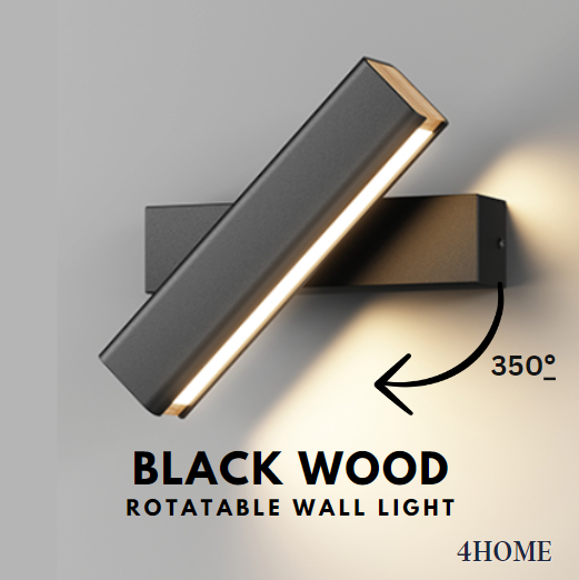 Premium Black Wood Scandinavian Nordic Wall Light Rotatable GSE