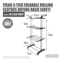 [HOUZE] Ficar 3-Tier Foldable Rolling Drying Rack [Clothes | Laundry | Towels]