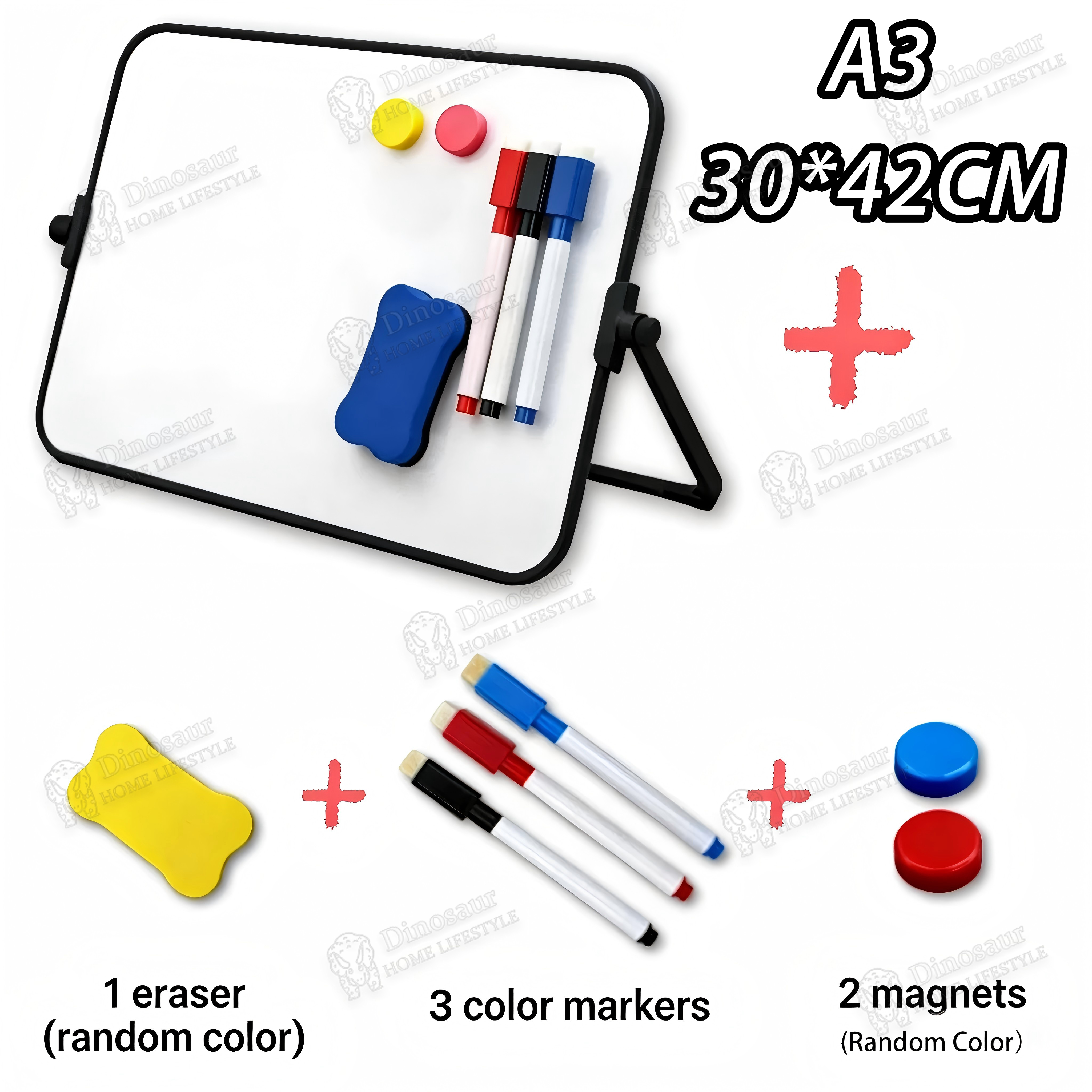 SG Ready Stock Kids A4 Double Sided Magnetic White Board Portable Plastic Memo Whiteboard with Adjustable Stand and Marker Pens Multipurpose School Home Drawing Writing Supplies