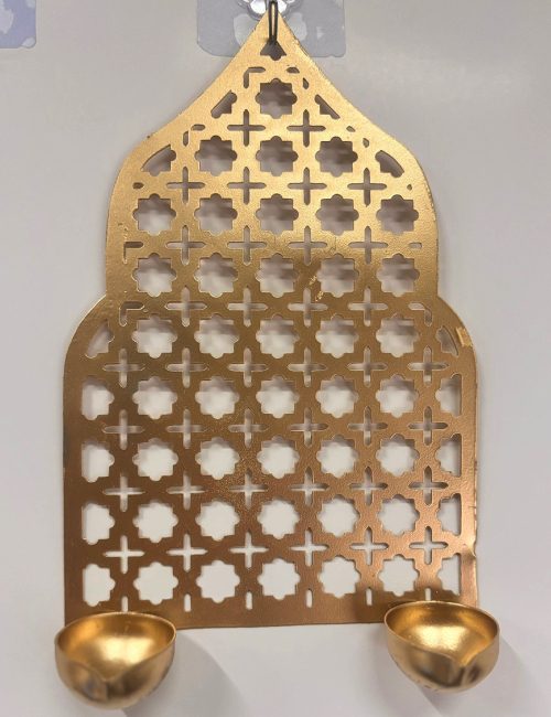 Traditional Metal Wall Hanging with Tealight Candle Holder & Diya | Decorative Home Wall Décor for Diwali & Festivals(Pack of 1 Pc | 2 Size Available)
