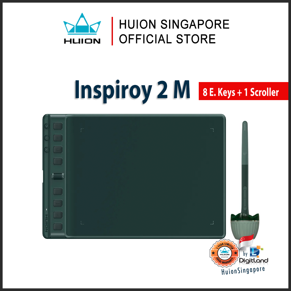 Huion Inspiroy 2 M with 8 Keys and 1 scroller Portable Drawing Pen Tablet Battery-free Pen with PenTech 3.0 | SG Stocks