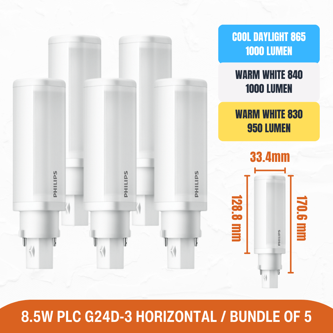 [3 Year Warranty] Philips LED Horizontal PLC PL-C G24D Light Bulb Warm White Cool Daylight