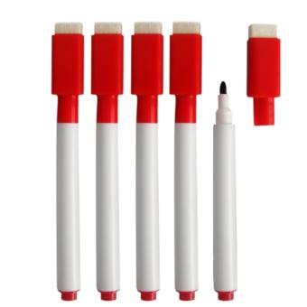 10 Pcs Rewritable White Board Dry Erase Markers Pens with Eraser Cap Red