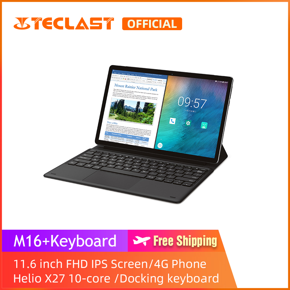 【Teclast Official】M16 2 in 1 Laptop/11.6 inch FHD IPS Screen/Helio X27 10 Core CPU/Dual SIM 4G LTE/Android 8.0/4GB+128GB/Docking Keyboard Mobile Phone