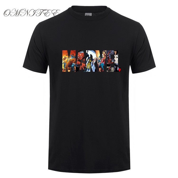 Marvel Men Short Sleeve Superhero Men's T shirt O-neck cotton tees shirts tops