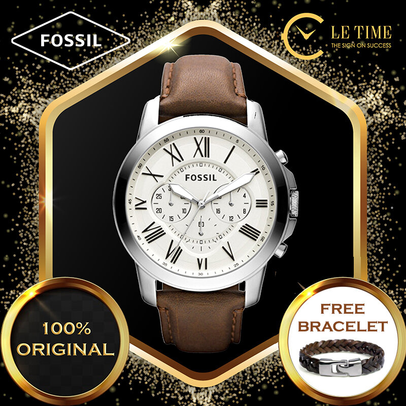 [Authentic Fossil] Grant Chronograph Brown Leather Dial Men Watch Jam Tangan Lelaki FS4735